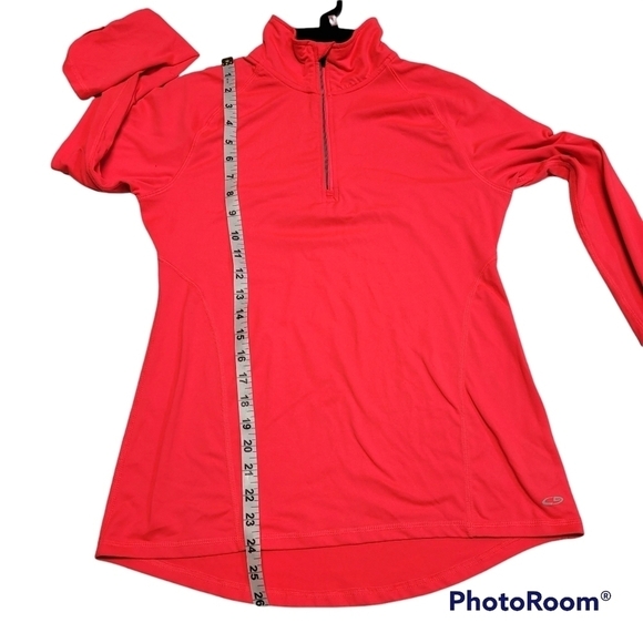 Champion Duodry Neon Pink Athletic Pullover Top Long Sleeve Thumb Holes Small - Picture 6 of 7